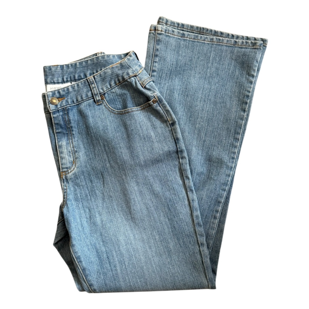Jeanology Womenās 90s Mid Rise Curvy Boot Flare Size 10 Casual Medium Wash